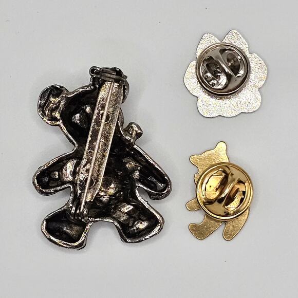 Vintage Brooch Pin Costume Jewelry Bundle Teddy Bear Paw Silvertone Goldtone - Picture 2 of 4